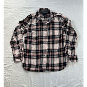 Tommy Hilfiger 100% Cotton Button Down Long Sleeve Roll Tab Plaid Shirt, Size S